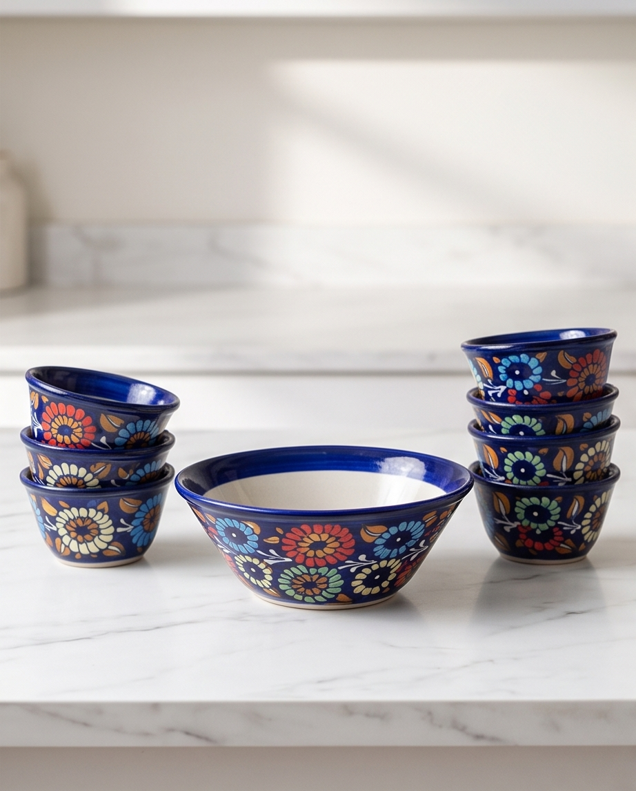 Cermaic Handmade Customized Bowls Set | 12 Men Set | 13 Pcs