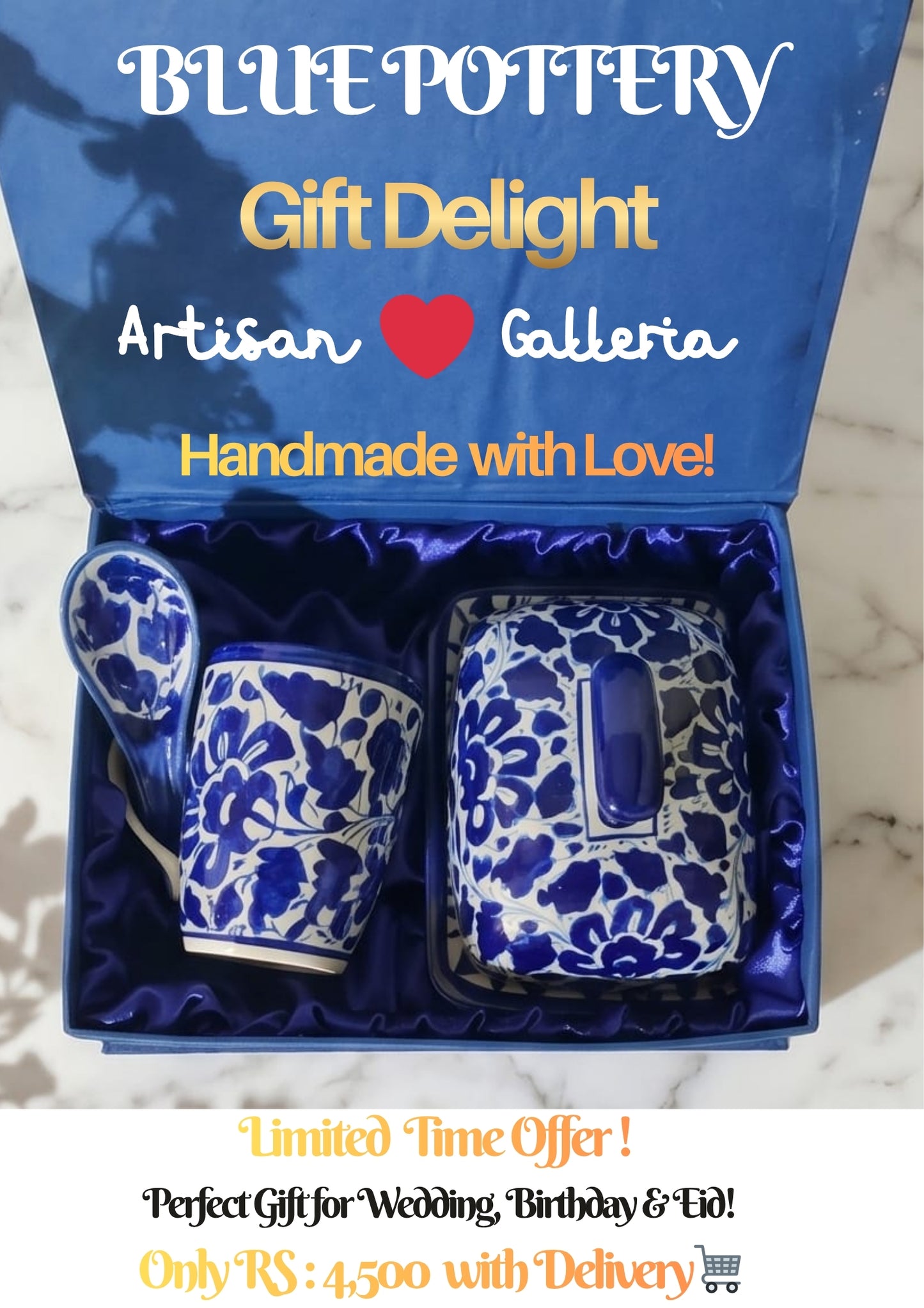 Ceramic Handmade Gift Box Mug | Butter Dish & Spoon🎁