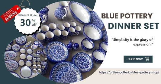 Customized Handmade Blue Dinner Set | 6 Men Set | 45 Pcs | Tableware | Free Delivery