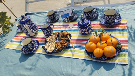 Ceramic Handmade Tea Set Complete | 17 Pcs | GHAURI DESIGN | Nashta Set