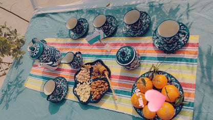 Ceramic Handmade Tea Set Complete | 17 Pcs | GHAURI DESIGN | Nashta Set
