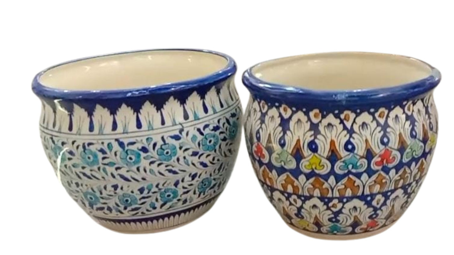 Ceramic Planter Blue Pottery Handmade Ceramics | Size 10 * 11