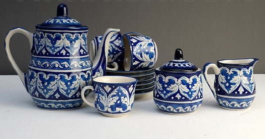Ceramic Handmade Tea Set Complete | 15 Pcs | GHAURI DESIGN |