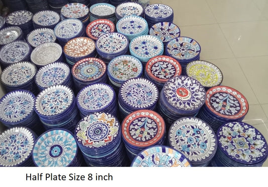Ceramic Handmade Half Plates | Size 8 inch | Wall Art