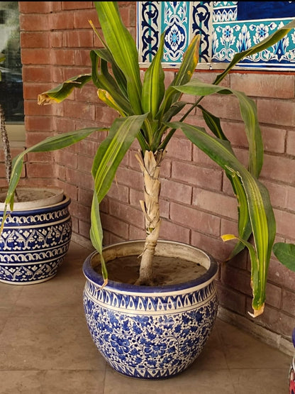 Ceramic Planter Blue Pottery Handmade | Size of Planter is 10 by 11