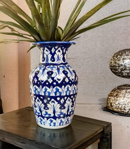 Handmade Blue Pottery Floral Vase |Flower Pot| Decorative vase| Ceramic Vase | size 10 inch