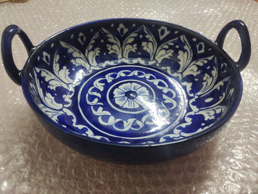 Ceramic Handmade Handle Karahi | Serving Dish size 9 inch