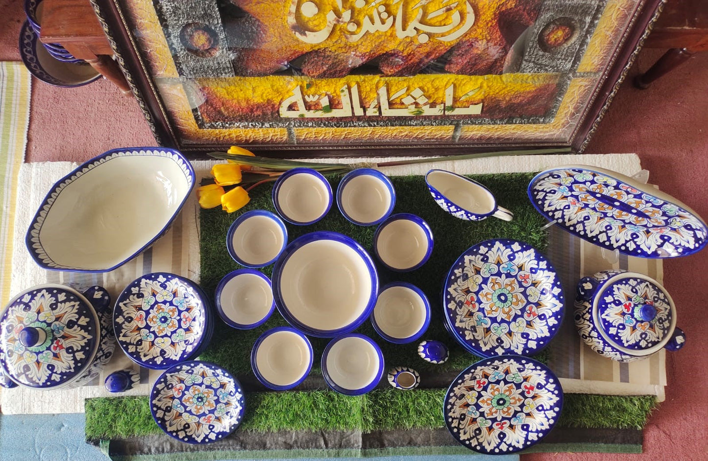 Handmade MULTI - 34 Pcs Dinner Set - Ceramic Porcelain Pakistan | Dinner Set for 8 Men Set | Dinnerware set | Dinner Service | Dinner Table | Dinnerware