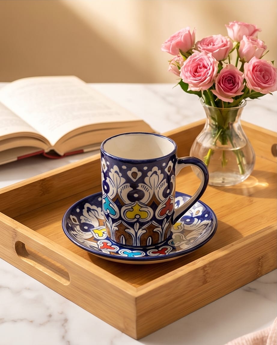 Ceramic Handmade Tea Mug with Saucer Plates Gift Box🎁