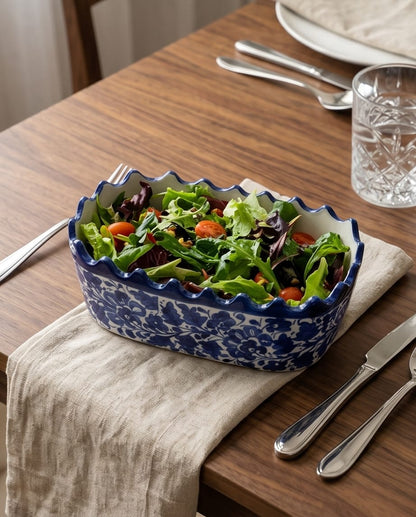 Ceramic Handmade NS Serving Bowl Blue Pottery |