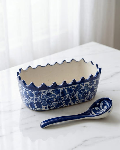 Ceramic Handmade NS Serving Bowl Blue Pottery |