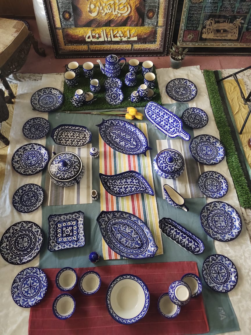 Handmade Blue - 53 Pcs Dinner Set - Ceramic Porcelain Pakistan | Dinner Set for 6 | Dinnerware set | Dinner Service | Dinner Table | Dinnerware