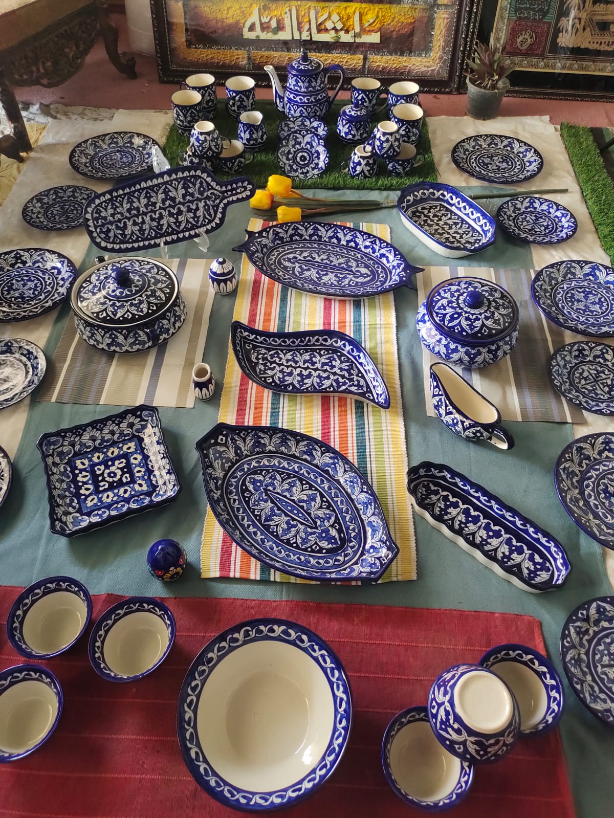 Handmade Blue - 53 Pcs Dinner Set - Ceramic Porcelain Pakistan | Dinner Set for 6 | Dinnerware set | Dinner Service | Dinner Table | Dinnerware