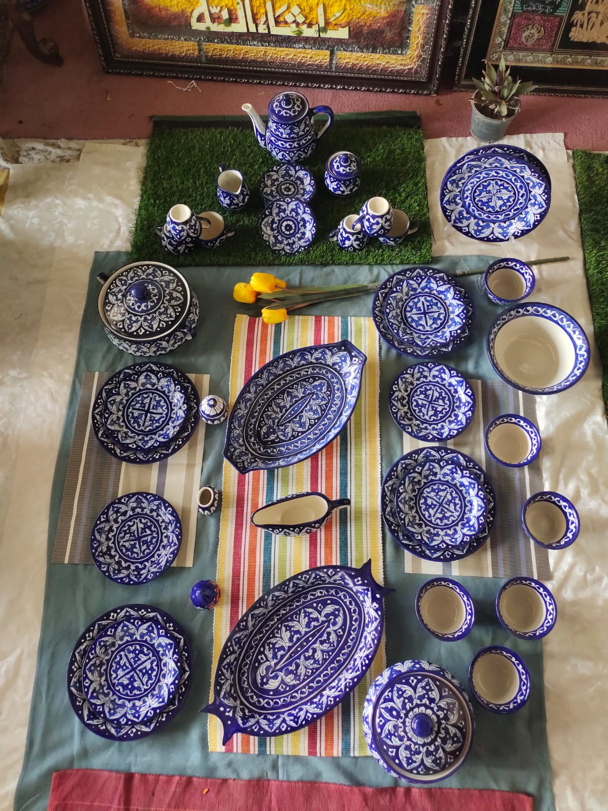 Handmade Blue - 43 Pcs Dinner Set - Ceramic Porcelain Pakistan | Dinner Set for 6 | Dinnerware set | Dinner Service | Dinner Table | Dinnerware