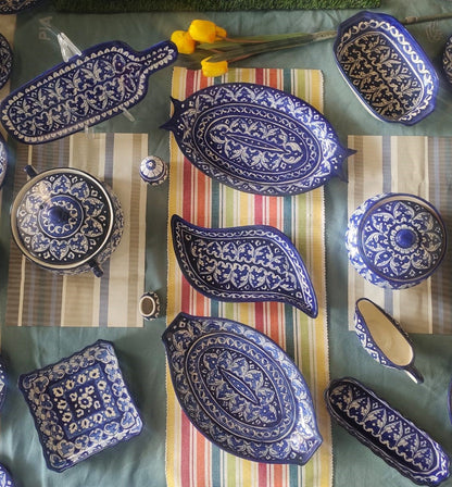 Handmade Blue - 53 Pcs Dinner Set - Ceramic Porcelain Pakistan | Dinner Set for 6 | Dinnerware set | Dinner Service | Dinner Table | Dinnerware