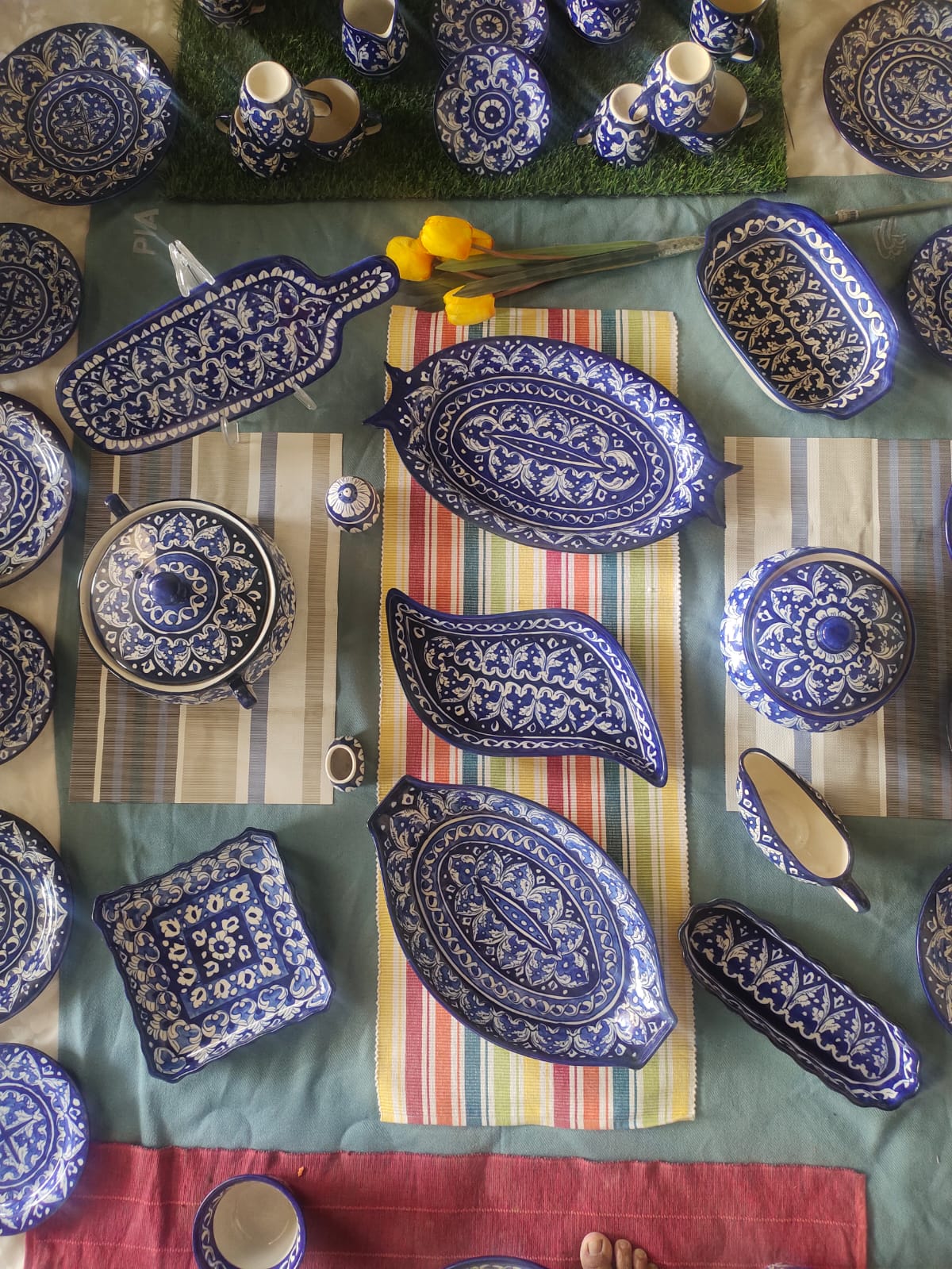 Handmade Blue - 53 Pcs Dinner Set - Ceramic Porcelain Pakistan | Dinner Set for 6 | Dinnerware set | Dinner Service | Dinner Table | Dinnerware