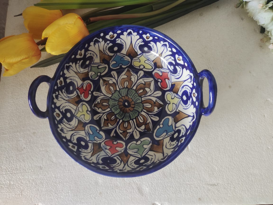 Serving Dishes Handle Karahi TRD Multi Design | Size 9 inch