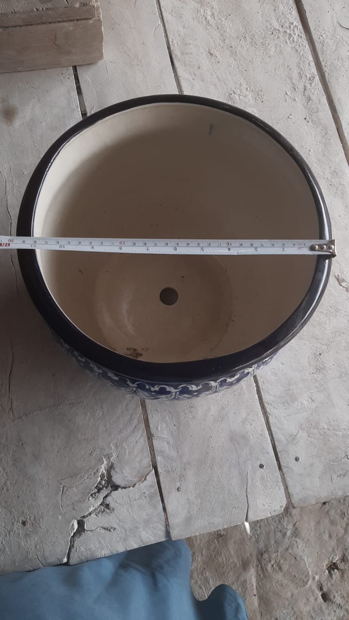 Ceramic Planter Blue Pottery Handmade | Size of Planter is 10 by 11