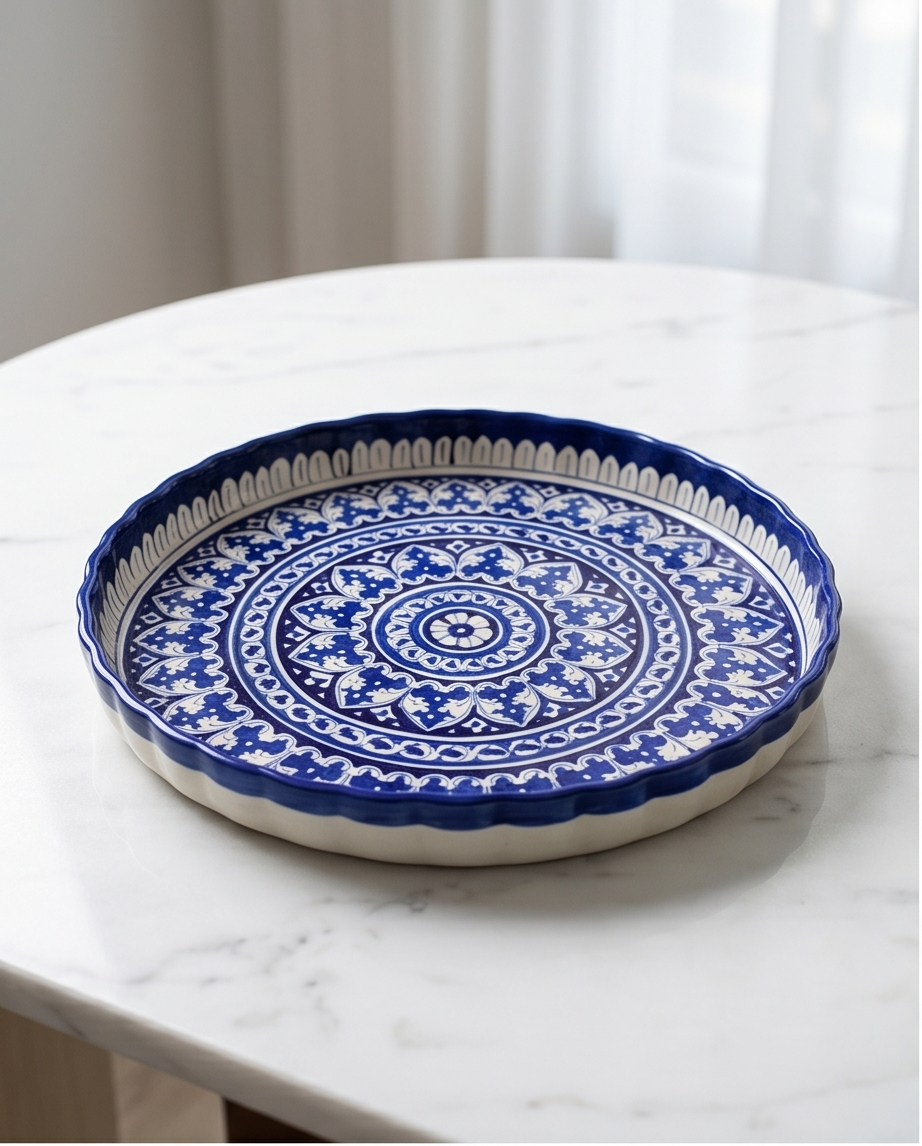 Ceramic Handmade Customized Pizza Platter Size 15 inch depth 2.3 inch