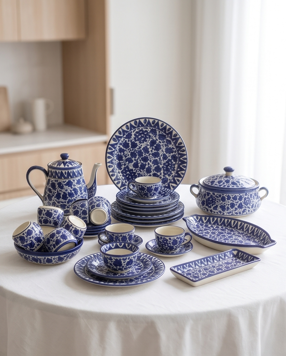 Ceramic Handmade Customized Dinner Set Quantity 42 Pcs, Mother's Day Sale Offer🎁