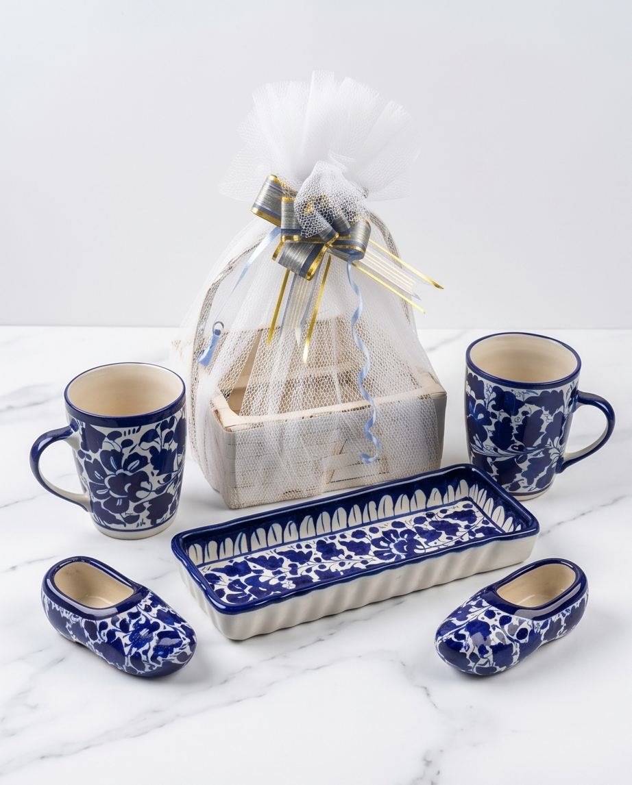 Cetamic Handmade Customized Mug Pair with Elegant Serving Dish and Beautiful decor