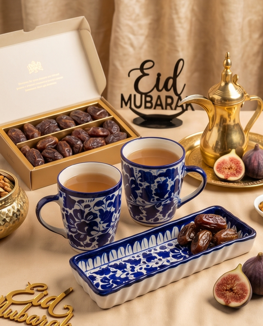 Ceramic Handmade Customized Mug Pair with Elegant Serving Dish and Beautiful decor