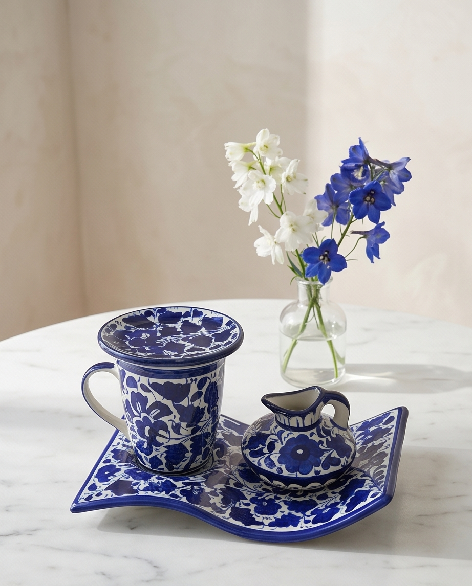 Ceramic Handmade Mug Tray with Elegant Vase Gift Box🎊❤️🛒🎁