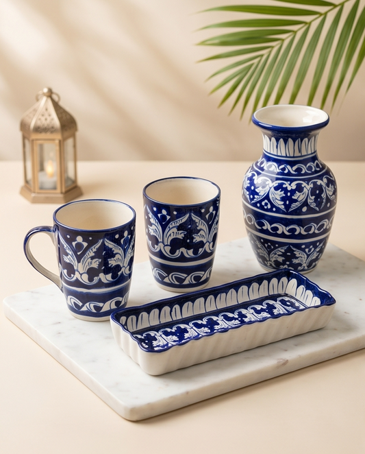 Ceramic Handmade Customized Eid Gifts Tea Mugs with Serving Dish🎁
