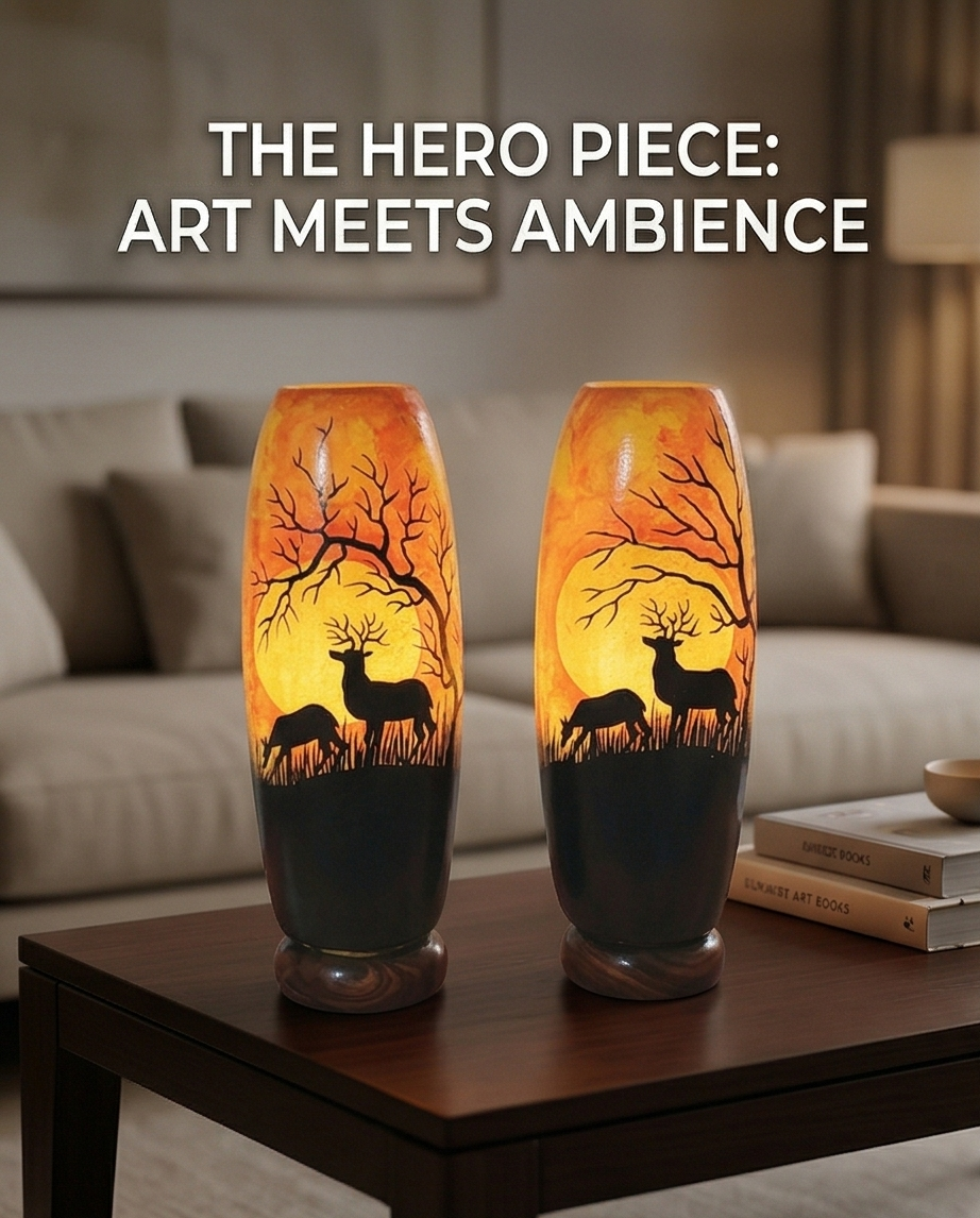 Camel Skin Handmade Customized Lamps Pair | Size 16 inch