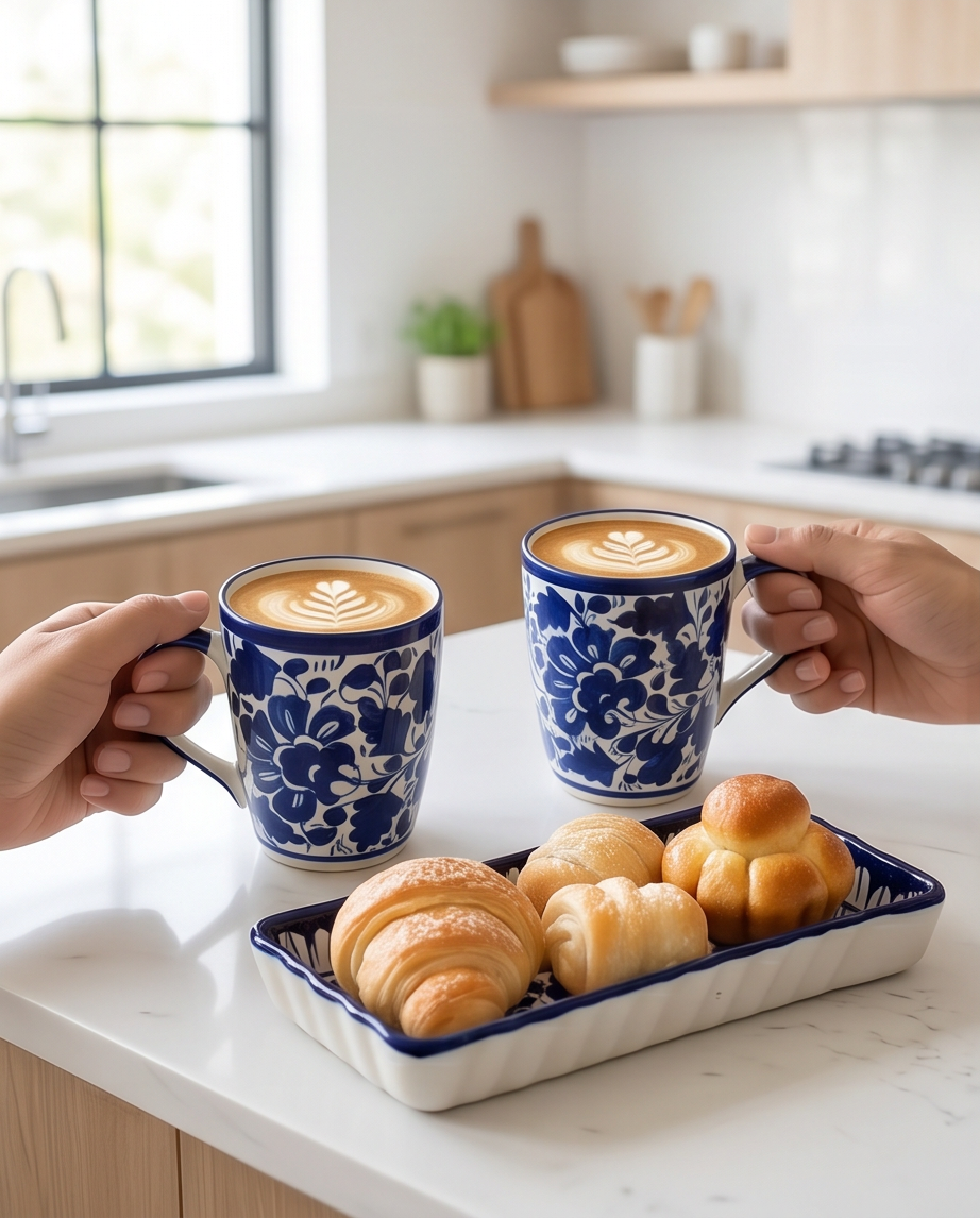 Ceramic Handmade Customized Mug Pair with Serving Dish & Elegant Vase Gift Box🎁