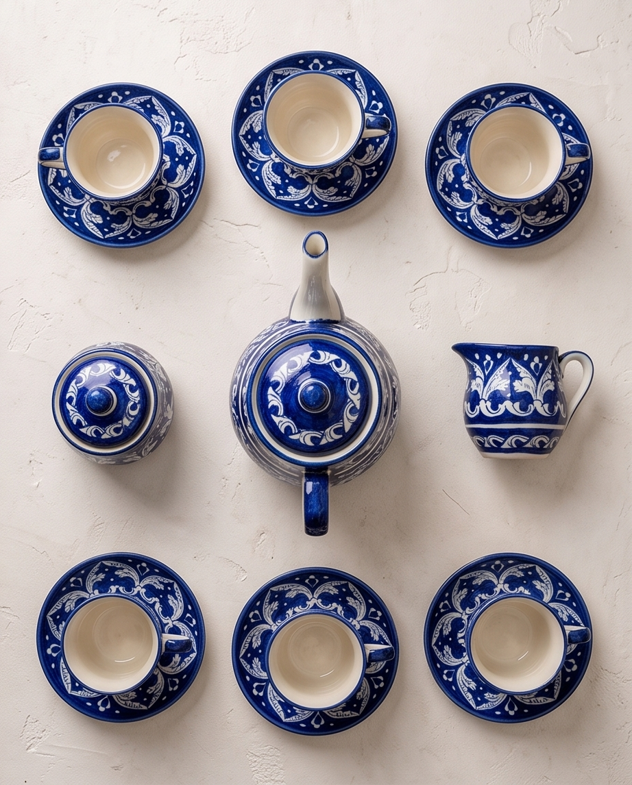 Ceramic Handmade Customized Tea Set | 6 men set | 15 pcs