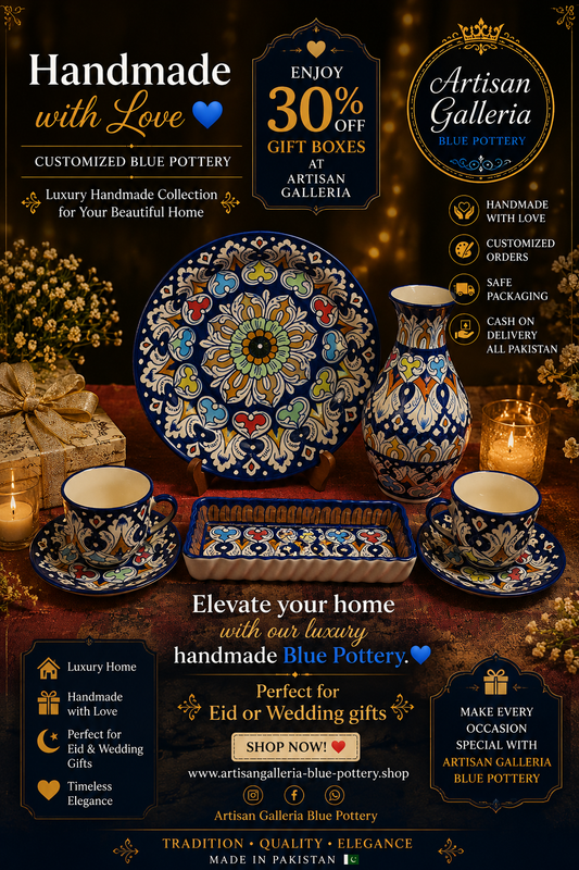 Ceramic Handmade Luxury Blue Pottery Eid or Wedding Gift Box🎁