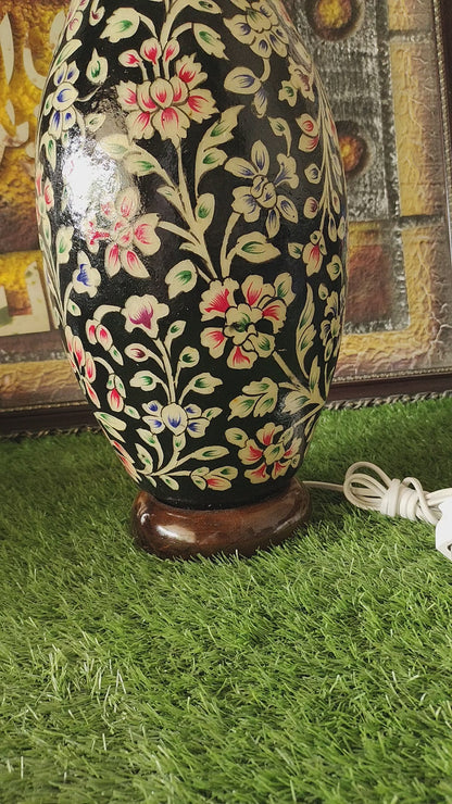 Handmade Camel Skin Lamp Black- Size 24 inch