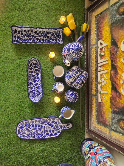 Ceramic Handmade Blue Pottery Beautiful Serena Design Customized Nashta Set | Breakfast Tea Set