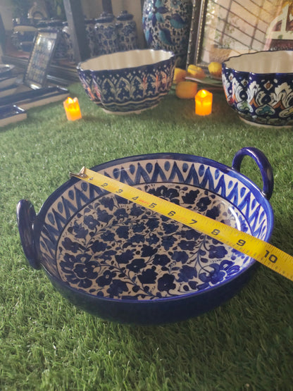 Ceramic Handmade Handle Karahi Serena | Size 10 inch