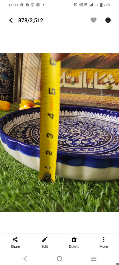 Ceramic Handmade Large Pizza Dish Platter | Size 15 inch