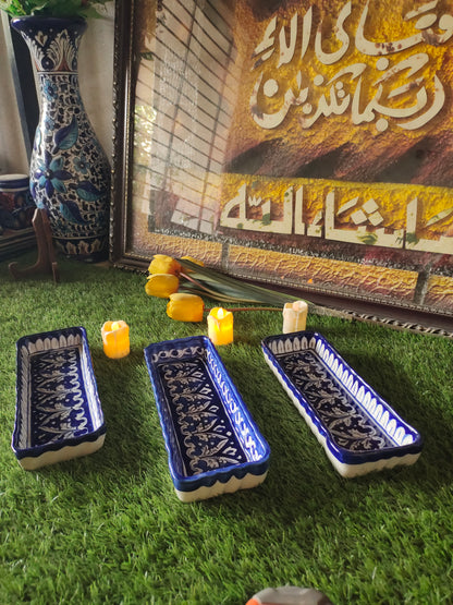 Ceramic Handmade Kabab Dish | Salad Bar | Serving Dish | Size 10 inch | Bundle Deals | 3 Pcs set