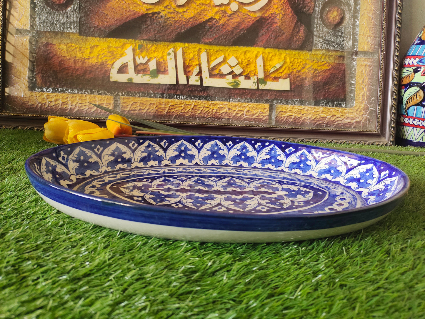 Ceramic Handmade Oval Rice Platter | Size Large 16 inch