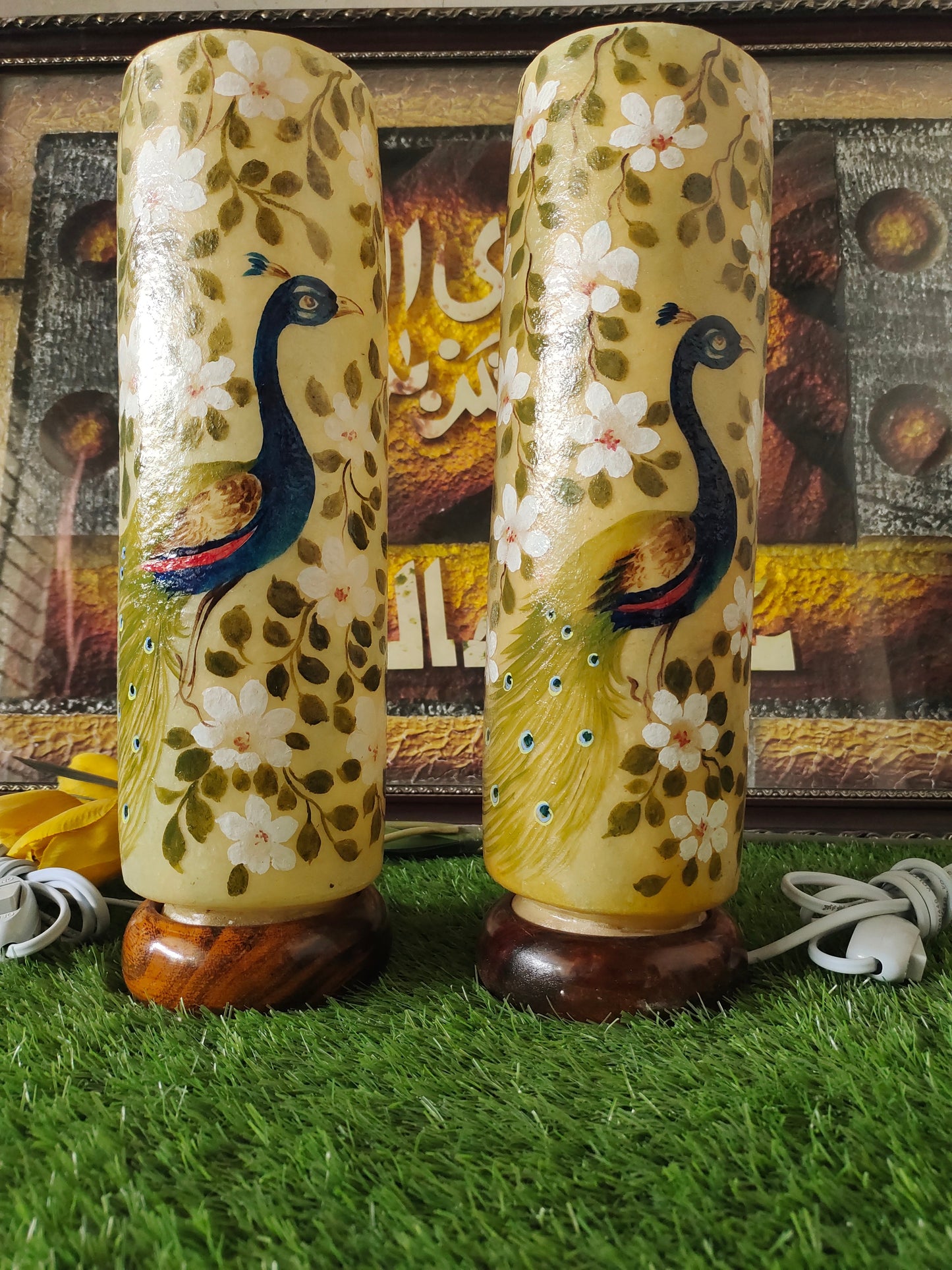 Handmade Camel Skin Lamp Peacock | Size 16 inch