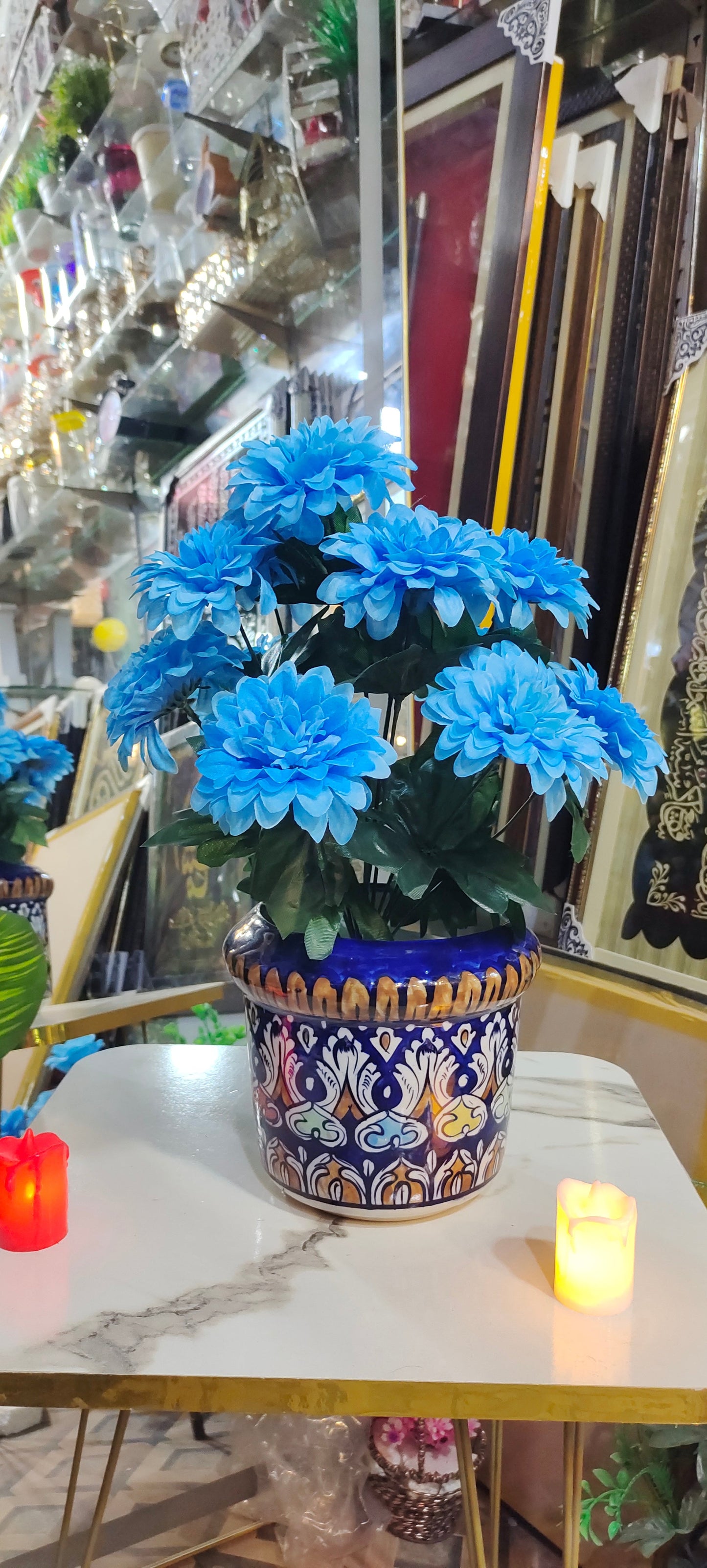 Ceramic Planter Blue Pottery Handmade |