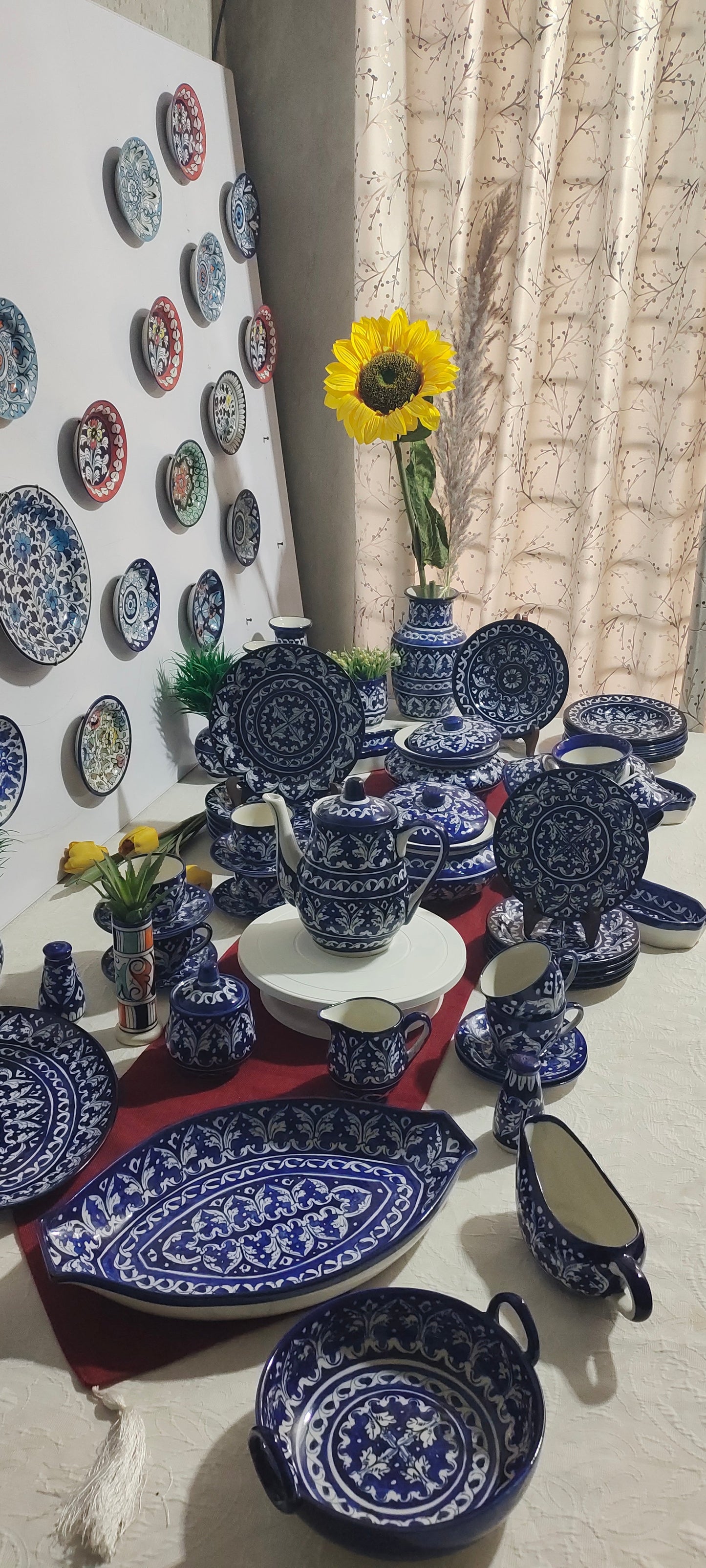 Customized Handmade Ghauri Blue Dinner Set | 6 Men Set | 53 Pcs | Tableware | Free Delivery