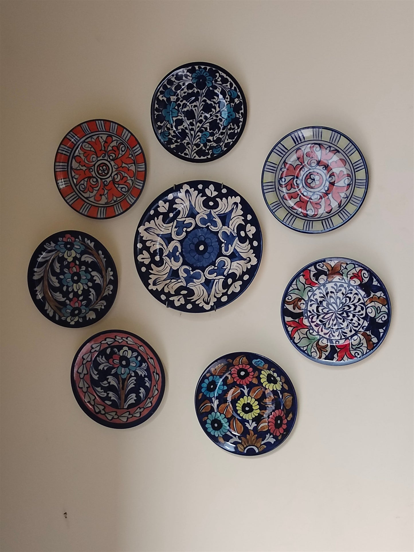 Ceramic Handmade Wall Hanging Plates set | 8 pcs set