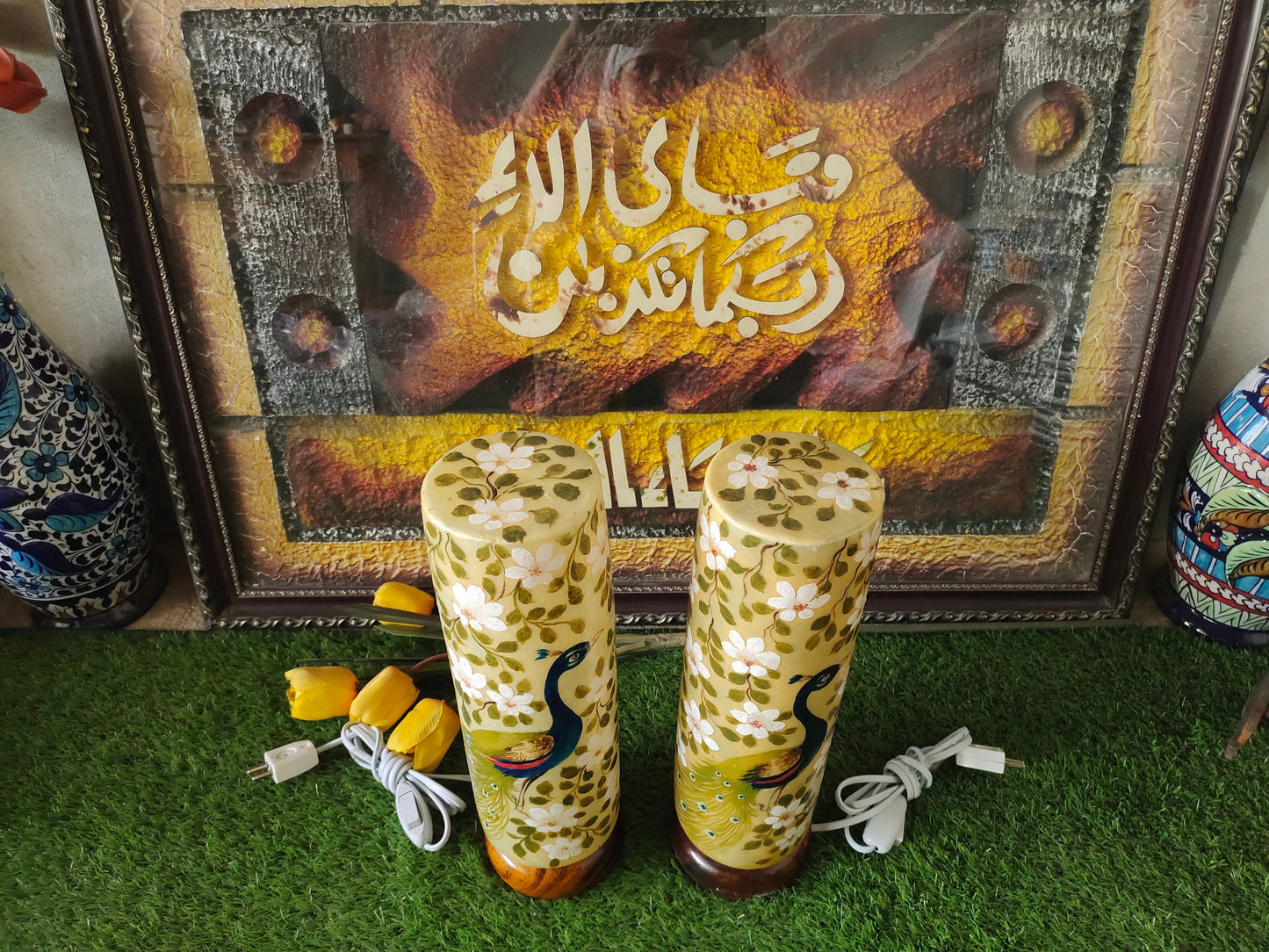 Handmade Camel Skin Lamp Peacock | Size 16 inch