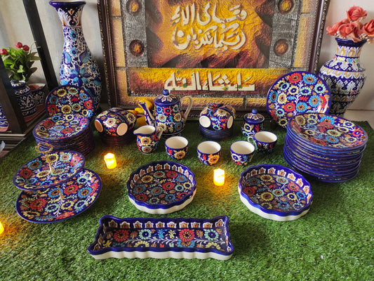 Ceramic Customized Dinner Set Handmade | 12 Person Servings | J Design | Total 56 pcs