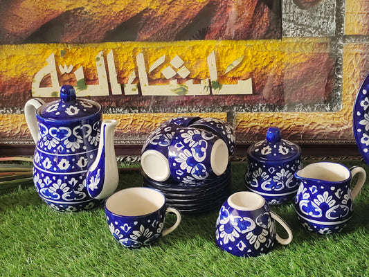 Ceramic Handmade Dinner Set |6 Men Set | Qty 49 pcs | Khaadi Blue Design