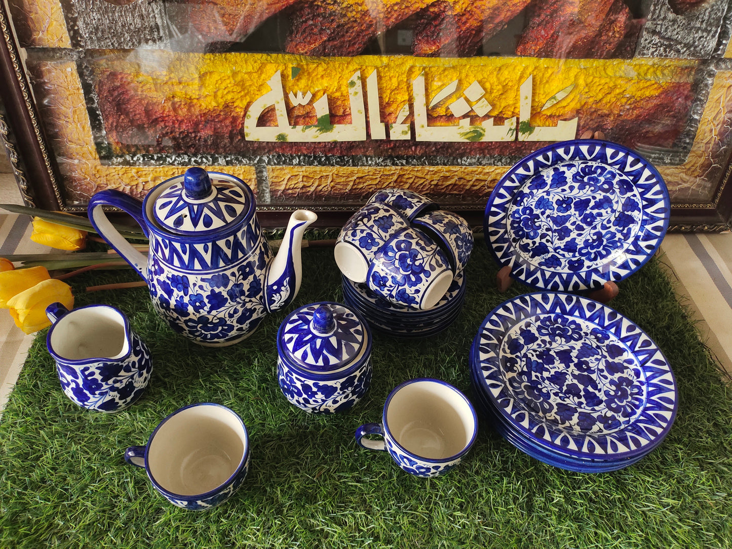 Ceramic Handmade Tea Set with Snack Plates | Quantity 21 Pcs | Serena Design | Nashta Set