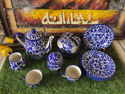 Ceramic Handmade Tea Set with Snack Plates | Quantity 21 Pcs | Serena Design | Nashta Set