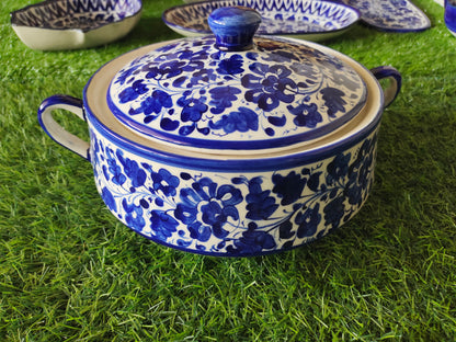 Ceramic Handmade Salan Donga Handle with Lid Cover | Large Size 9 inch