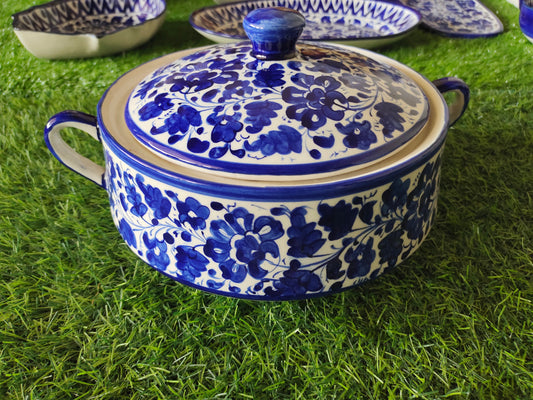 Ceramic Handmade Salan Donga Handle with Lid Cover | Large Size 9 inch