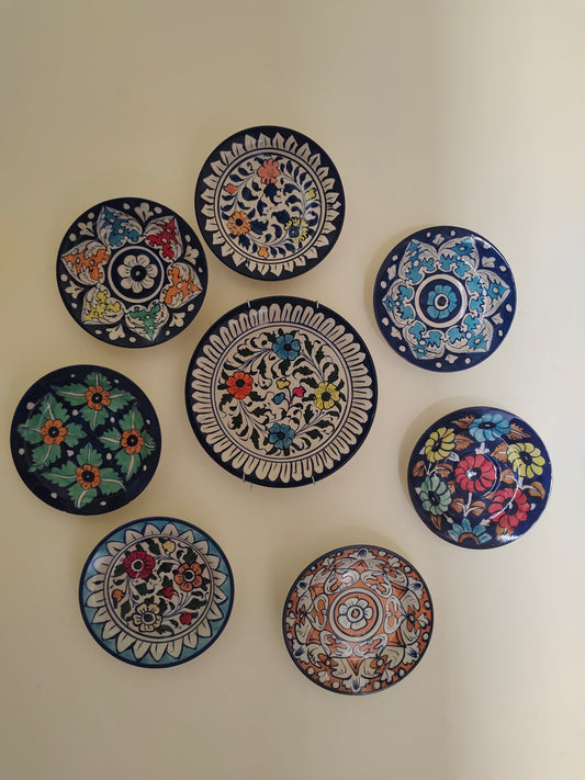 Ceramic Wall Hanging Plate set | Wall Art | 8 Pcs Set
